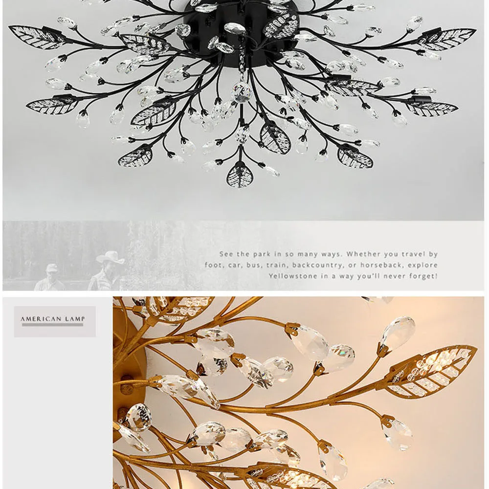 Modern Nordic K9 Crystal LED Ceiling Lights Fixture Gold Black Home Lamps for Living Room Bedroom Kitchen Bathroom20