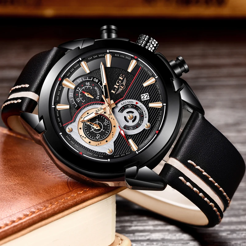 Mens Watches LIGE Top Brand Luxury Men's Waterproof Military Sports Watch Men's Multifunction Quartz Clock Relogio Masculino+Box