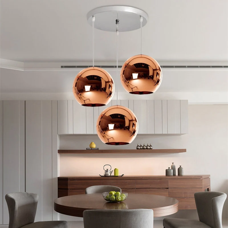 Lámparas colgantes modernas de cristal y bronce para el hogar