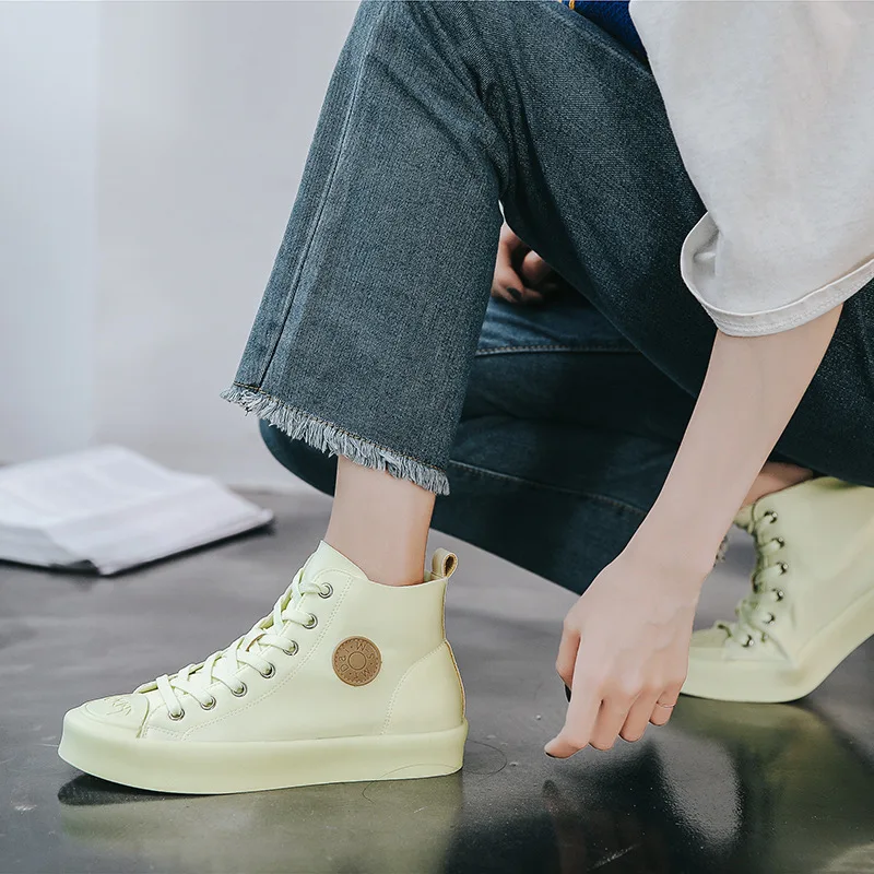 Marderee 2019 High Help Shoes Woman Women Candy Color Girls Shoe Flat Bottom Lovers Canvas Sneakers Tenis Feminino