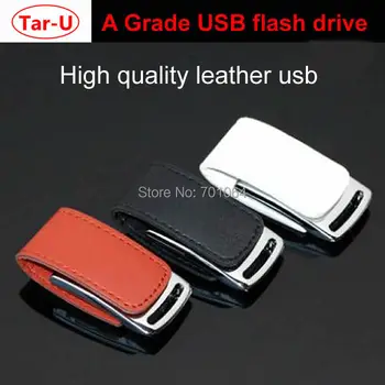 

2018 Hot Leather usb flash drive + Key chain 16GB Leather USB Flash Drives 32GB Memory Sticks Pen Drives gift
