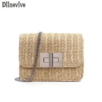 

DIINOVIVO Fashionable Straw Bag Women Bag Over Shoulder Simple Small Female Bag Summer Beach Crossbody Bags For Women WHDV1075
