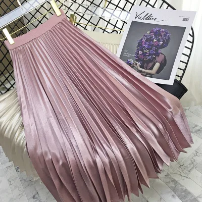 Горячая продажа Miyake модная плиссированная однотонная юбка из металлического