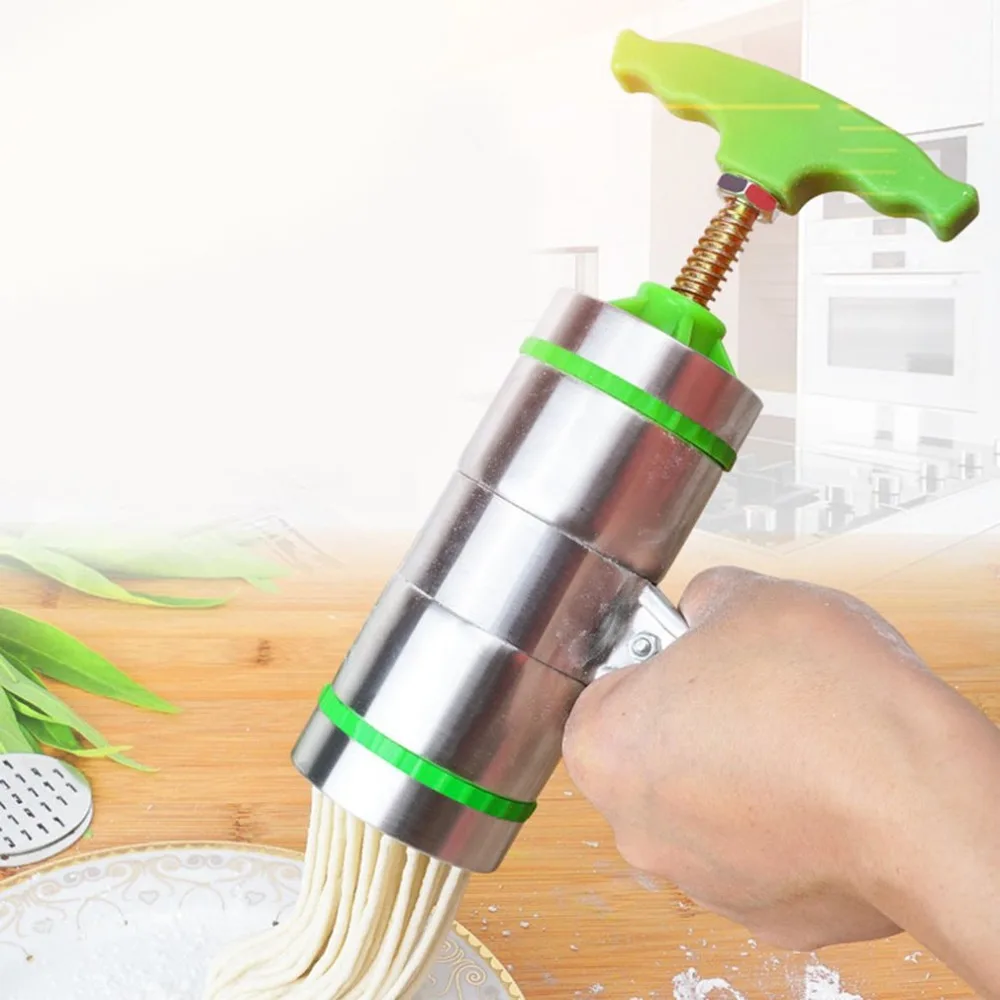 

Professional Noodles Maker Stainless Steel Manual Noodle Press Machine Noodles Making Instrument With 3/4/5/9 Noodle Moulds