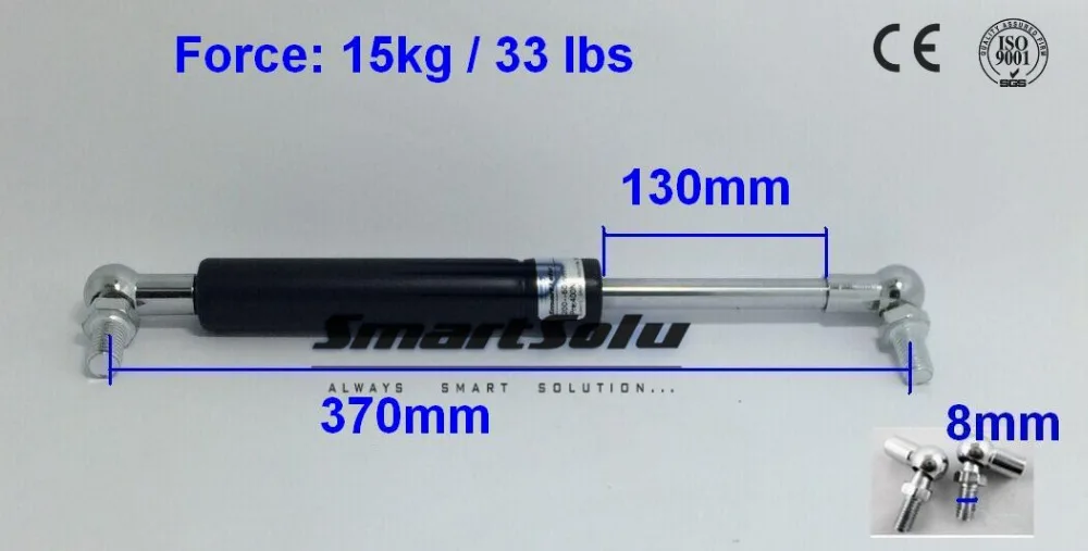 

Free Shipping Custom Accept Gas Spring Seller 33lbs/ 15kg130*370mm Gas Spring