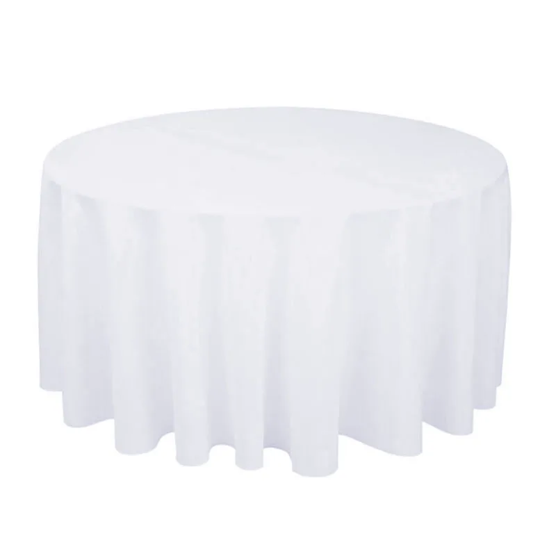 

1pcs Round TableCloth White for Weddings Event polyester Plain Table Cover Events Decoration