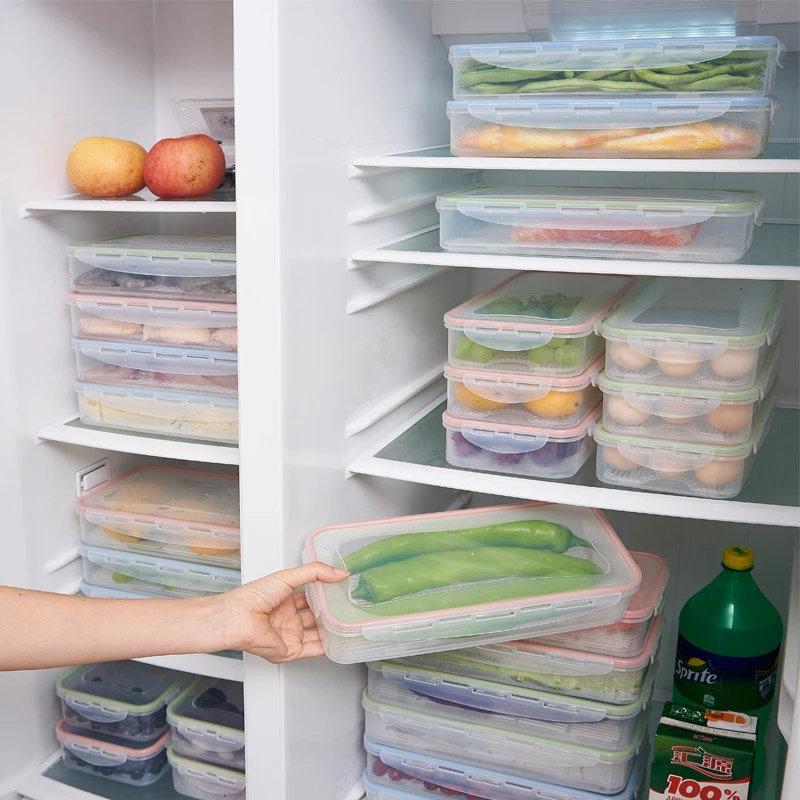 

Plastic Storage Bins Refrigerator Storage Box Food Fruit Storage Containers with Lid Kitchen Fridge Cabinet Freezer Lunch Box