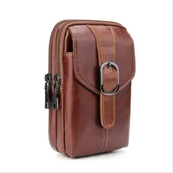 Универсальная сумка для телефона из натуральной кожи с зажимом для ремня, поясной кошелек, чехол для смартфона, 6,3 дюймовая молния, сумка