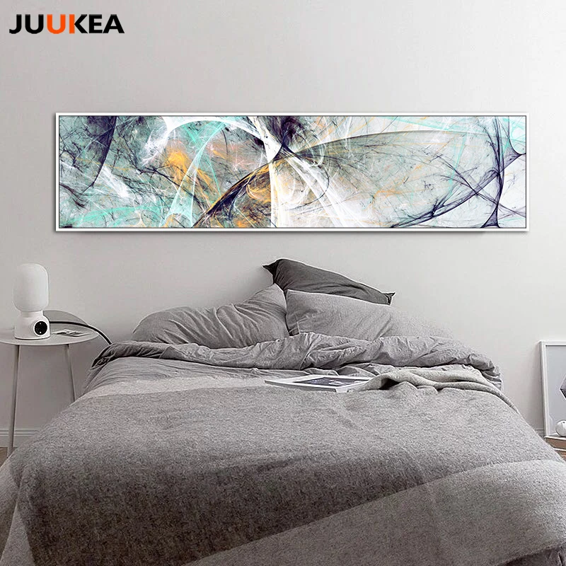 Large Size Long Abstract Creative Design Psychedelic Lines Canvas Print Painting Poster Wall Picture For Home Decor 24x94 inch