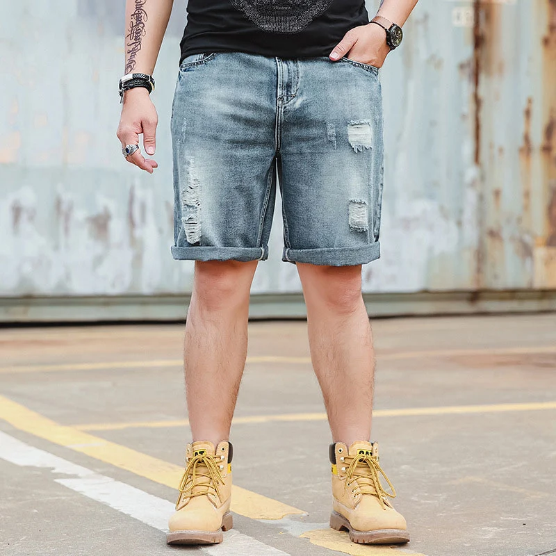 Джинсы мужские Новые Большие размеры мужские джинсовые шорты с пятью точками рваные ретро джинсовые шорты весна и осень мужские джинсы Размер 6XL