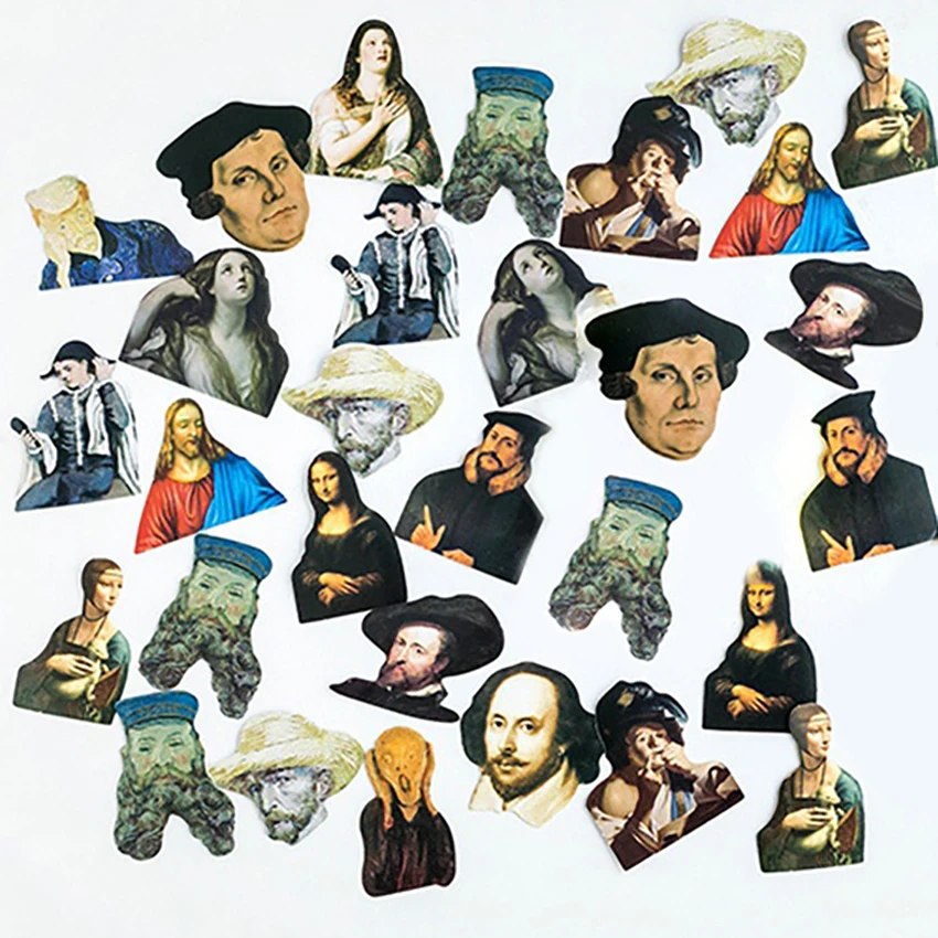 

45 pieces/set Mona Lisa Celebrity Series Box Stickers Student Creative Stationery DIY craft Scrapbook Diary Label Sticker Gift
