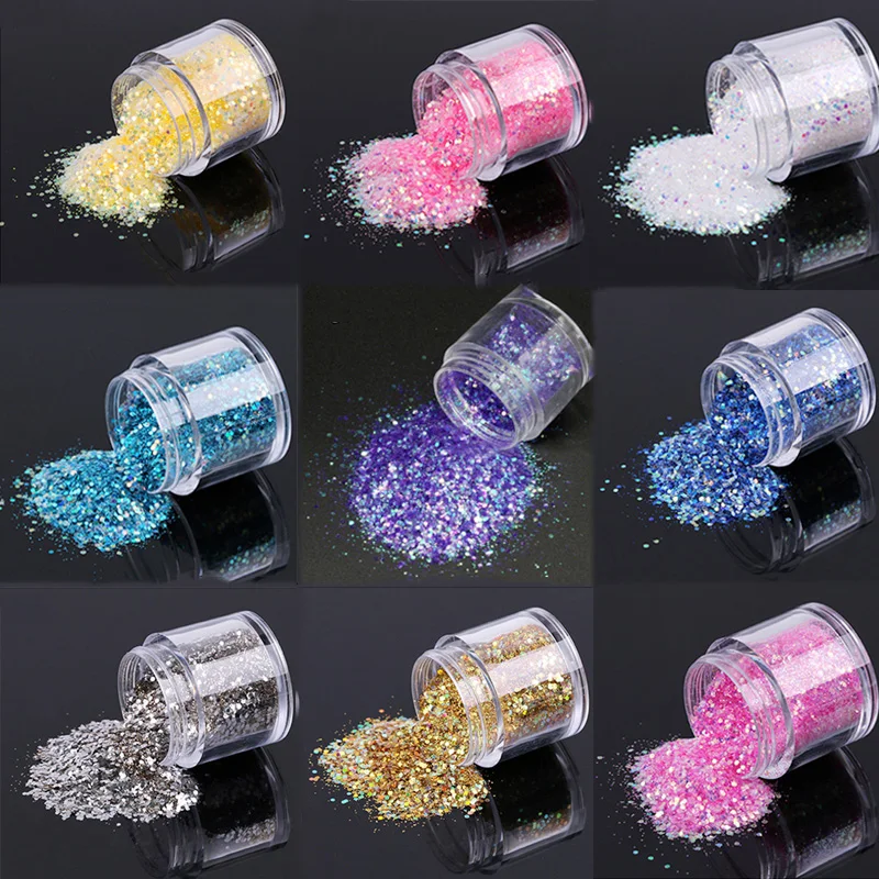 

MAFANAILSC 10g/jar Mixed Glitter 12color Nail Holographic Glitter Acrylic Fine Glitter Mixes Holo Sequins Sugar Nailart KIH454