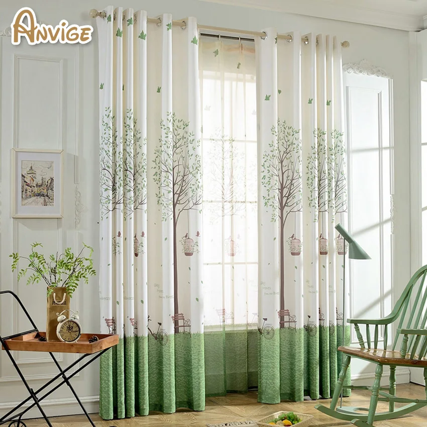 Printed Half Blackout Curtains for Living Room Bedroom Polyester