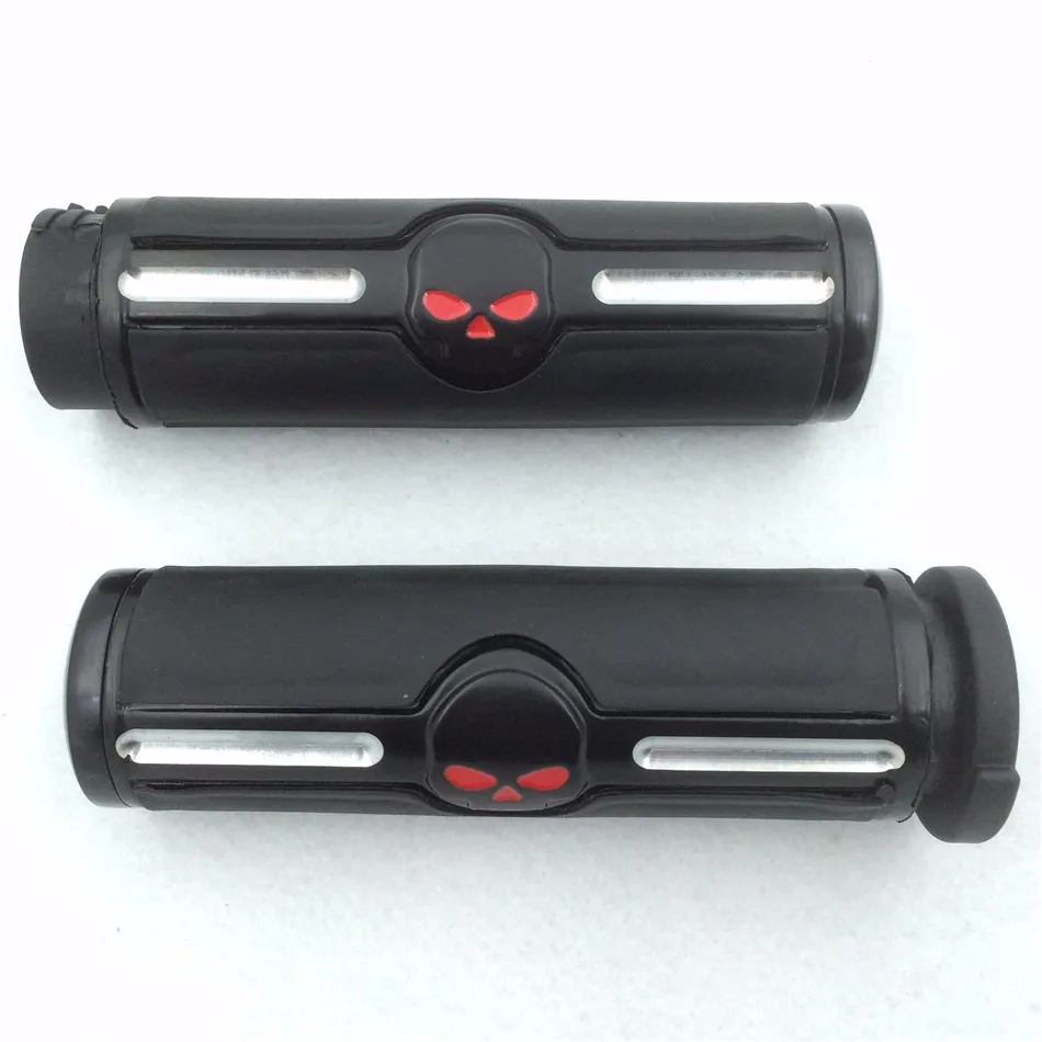 Free shipping Motorcycle Black Handlebar skull Groove Hand grips for