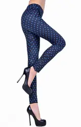 2013 Бесплатная доставка 1 шт. 35% хлопок 65% полиэстер пикантные модные женские туфли синего цвета в горошек Леггинсы для женщин l9494
