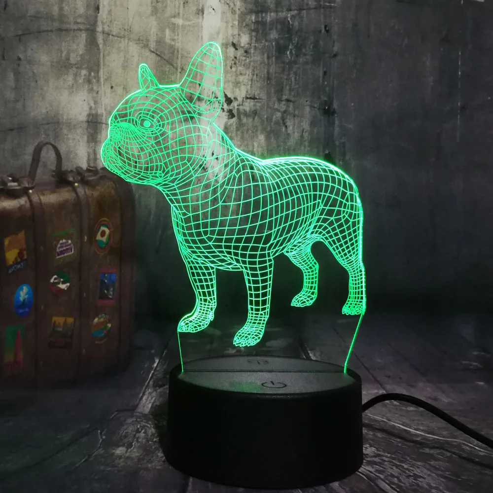  Amroe 3D LED Desk Lamp French Bulldog Cute Puppy RGB Night Light USB Desk Lamp Remote Control Home 