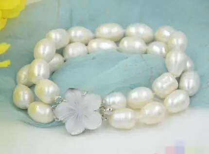 

Hot sell Noble- FREE SHIPPING>>>@@ 3734 2row rice white Freshwater cultured PEARL bracelet
