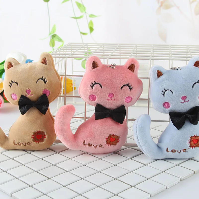 SLPF12cm Cat Plush Pendant Key Chain Toys Grab Machine Doll Wedding Throw Bag Bouquet Accessories Children 2