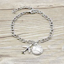 Мода Бесконечность античный серебряный самолет с кулон с картой мира браслеты и браслеты для женщин мужчин фестивали подарки ювелирные изделия