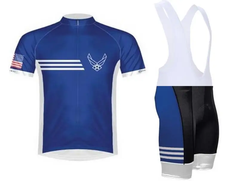 Jersey bib Set Air Force брендовая профессиональная команда Велоспорт Джерси гелевая Подушка 19d набор велошорт Ropa Ciclismo Лето велосипедный майон одежда - Цвет: Jersey bib Set