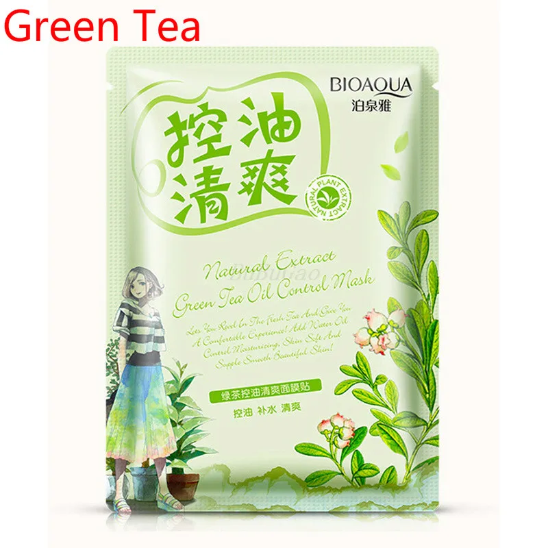 BIOAQUA 1 шт. увлажняющая Антивозрастная термоусадочная косметика для пор отбеливание ярче Корейская маска для лица Уход за кожей - Цвет: Green Tea