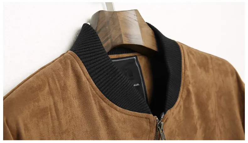 Jacket Men High Quality Autumn Baseball Collar Suede Spring Mens Jacket Coat Male Winter Warm Camel Size M L XL XXL 3XL 2018 New-07