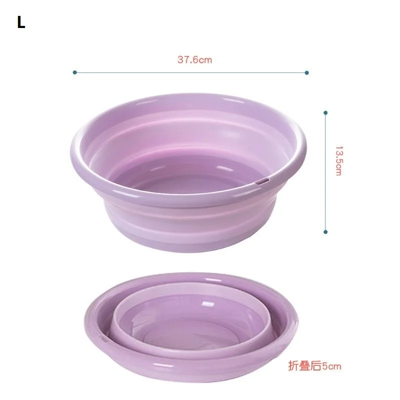 Purple L 37.6X13.5cm 3 шт Открытый складной умывальник складной контейнер ведро Портативный умывальник складной силиконовый умывальник инструменты для очистки на открытом воздухе - Цвет: Purple L 37.6X13.5cm