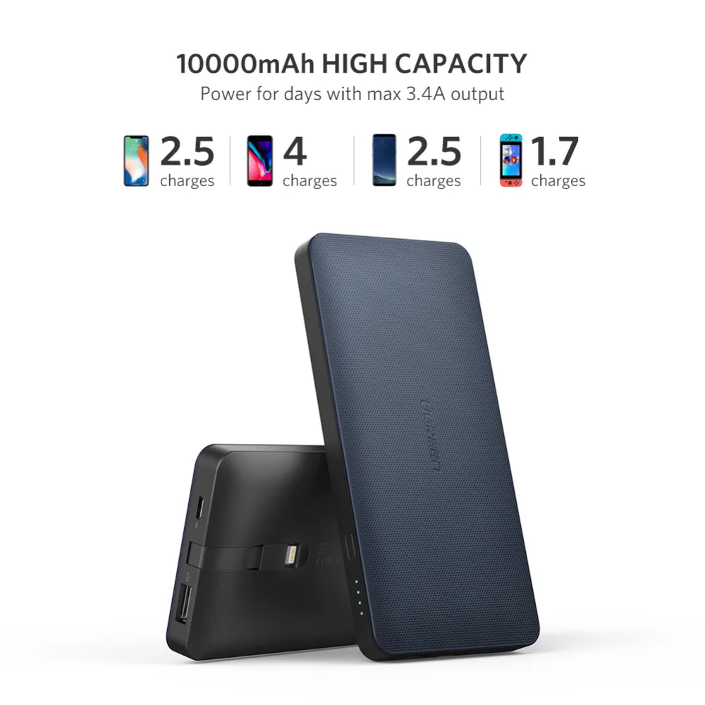 Ugreen Power Bank 10000mAh For iPhone X 7 Xiaomi External Battery Pack Powerbank For USB iPhone Cable Portable Charger Poverbank