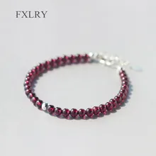 FXLRY,, ювелирные изделия из стерлингового серебра S925 пробы, круглый натуральный красный гранат, камень и счастливый шар, бусины, очаровательный браслет для девочки в подарок