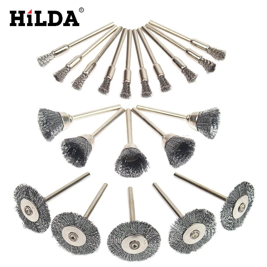 HILDA 20pcs Brass Steel Wheel Dremel Wire Brush Set Dremel Tools
