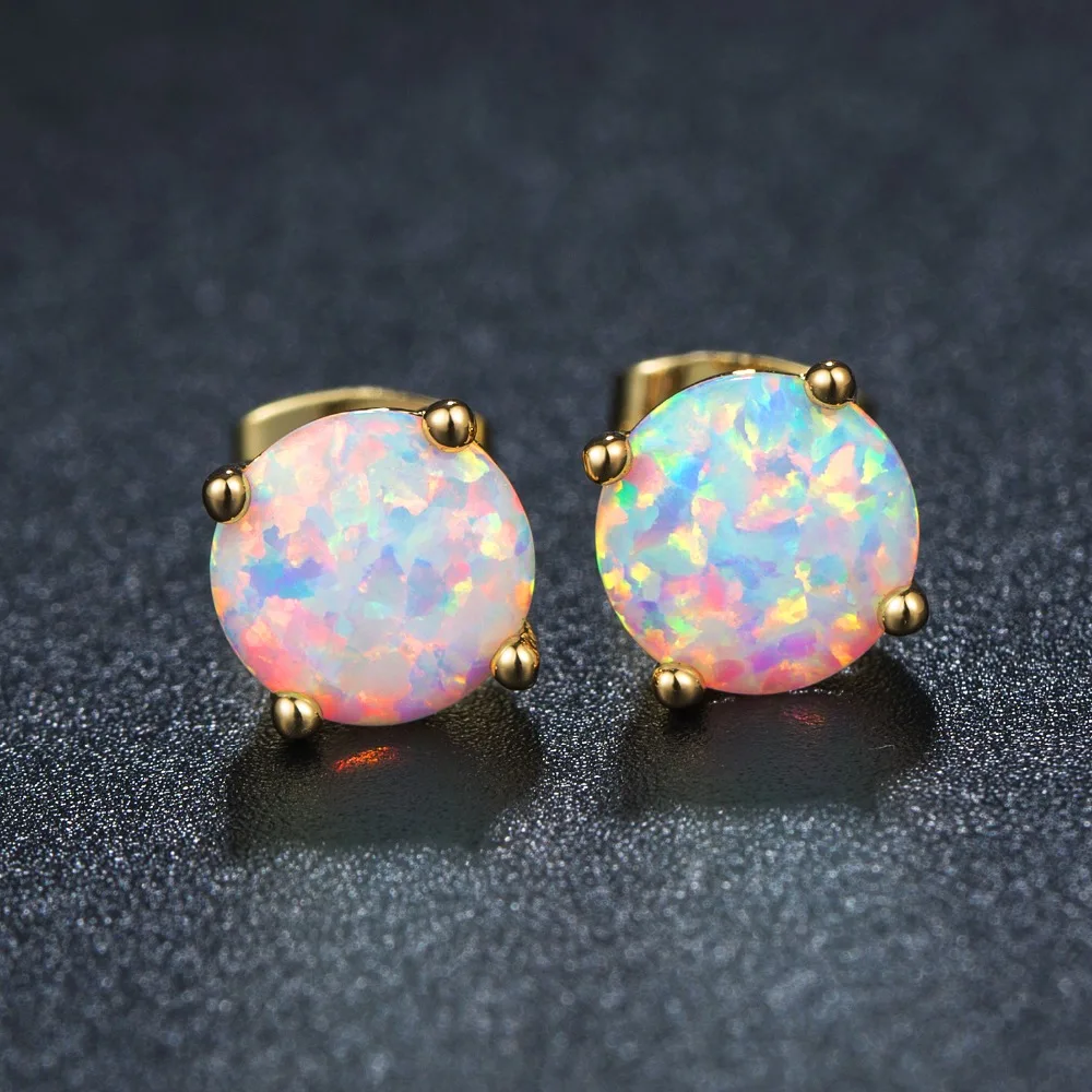 Ангел моды 4/6/8 мм октября Камень Опал серьги золотые женские рождественский подарок и подарок на день рождения E251-WR