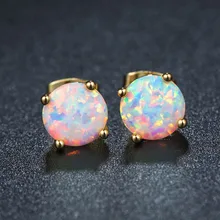 Ангел моды 4/6/8 мм октября Камень Опал серьги золотые женские рождественский подарок и подарок на день рождения E251-WR
