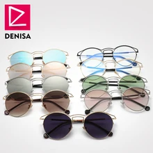 DENISA, унисекс, стимпанк, круглые солнцезащитные очки, женские, модные, Ретро стиль, прозрачные очки, мужские, для вождения, солнцезащитные очки, UV400, zonnebril dames G657