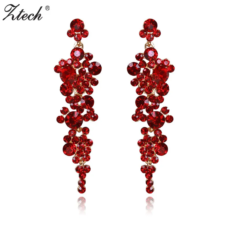 

Ztech Long Accessories New Earrings For Women Maxi Design 4 Colors Pendantes Christmas Drop Crystal Earring Gift Brincos Jewelry