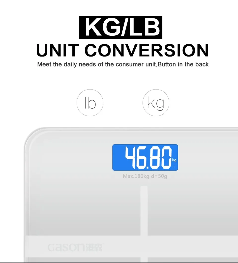 GASON A1 ЖК-дисплей бытовой электронный цифровой ванной определение веса весы машина для ванной комнаты Баланс весы Продукты Инструменты 180 кг