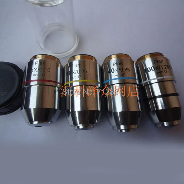 

New 5X 10X 40X 100X  Plan Infinite Objective  Compound microscope Objective Lens  Free Shipping