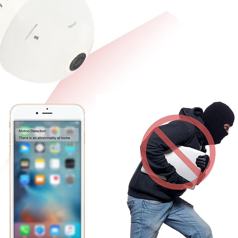 Лампочки камеры безопасности WiFi 960 P 360 панорамный рыбий глаз видеонаблюдения