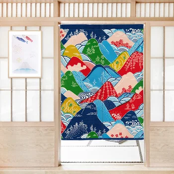

Japanese Mount Cherry Blossoms Door Curtain Linen Tapestry Study Bedroom Home Decor Kitchen Curtain 85x120cm/85x90cm