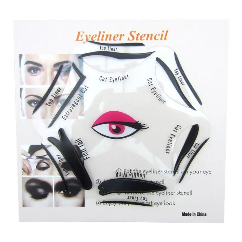 

6 In 1 Eyeliner Drawing Template Cards Fashion Cosmetic Tool Kits Smokey Cat Eyes Makeup Accessory Beginner Use