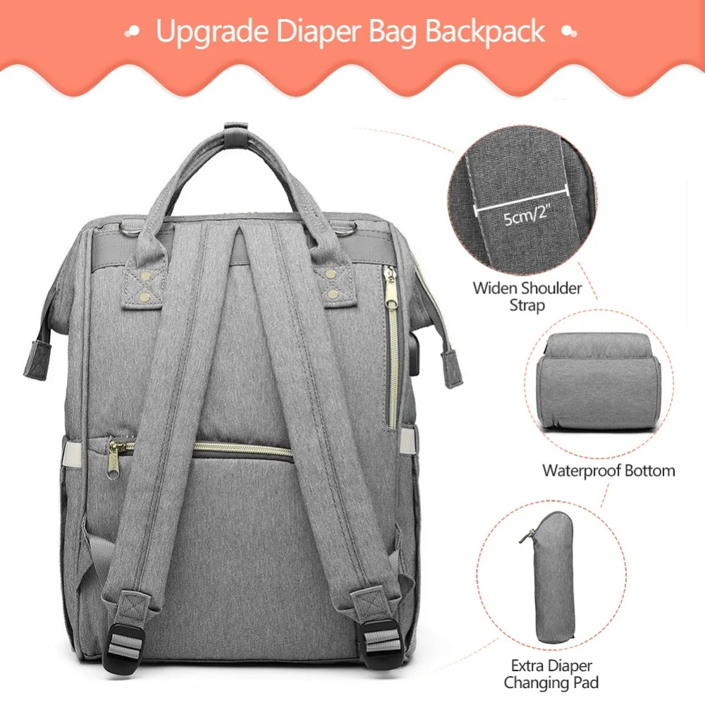 LEQUEEN Mummy bag USB Diaper Bag Baby Care Large Capacity Mom Backpack Mummy Maternity Wet Bag Waterproof Baby Pregnant Bag LEQUEEN Mummy bag USB Diaper Bag Baby Care Large Capacity Mom Backpack Mummy Maternity Wet Bag Waterproof Baby Pregnant Bag