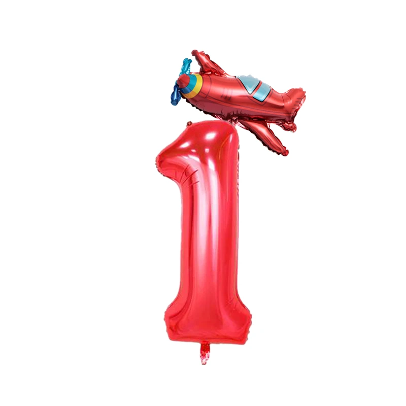 2 шт. мини самолет пожарная машина фольги Воздушные шары 32 дюйма Красный номер воздушные шары 1 2 3 4 5 6 7 8 9 лет День рождения украшения детские игрушки - Цвет: plane 1