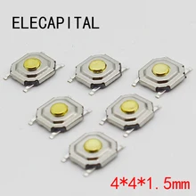 100 pc/lote smd 4*4*1.5mm 4x4x1.5mm tact tátil botão micro interruptor momentâneo