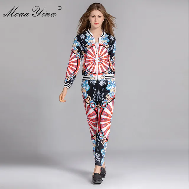 Best Price MoaaYina Fashion Designer Set Spring Women Long sleeve Zipper Floral Print Vintage Elegant Tops+3/4 Pencil pants Two-piece suit Best Price MoaaYina Fashion Designer Set Spring Women Long sleeve Zipper Floral Print Vintage Elegant Tops+3/4 Pencil pants Two-piece suit
