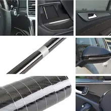 35×150 см High Gloss ПВХ 5D Углеродного Волокна Виниловая Пленка Пленка Автомобилей Wrap Ролл Наклейка Пропуск Черный Интерьер Автомобильные аксессуары Для Укладки