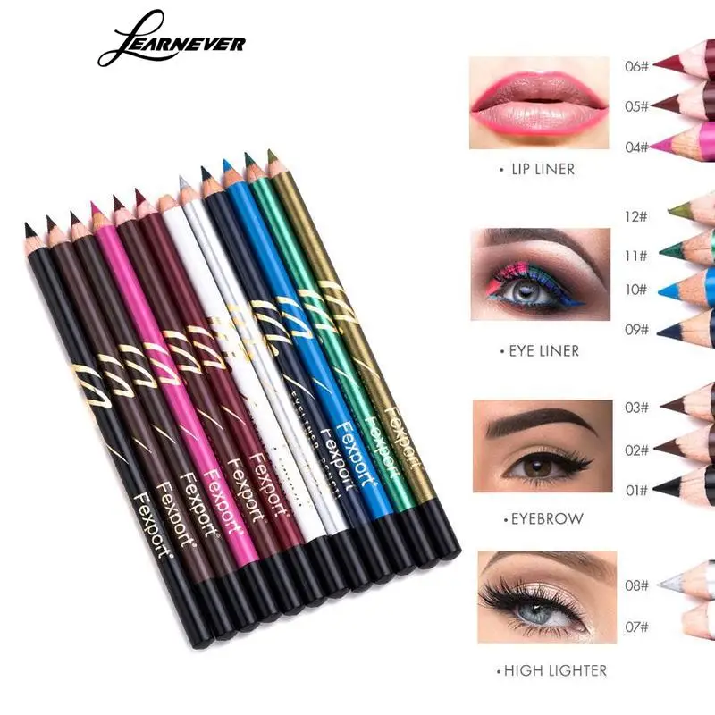 

LEARNEVER 6/12 Colors Eye Makeup set Eyeliner Pencil Waterproof Beauty Eyes Liner Lip sticks Cosmetics Eyes Maquiagem MYX2696
