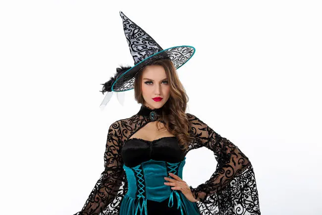 Готический костюм ведьмы на Хеллоуин для женщин партии нарядное платье женский Макси Длинные косплэй ведьмы Хэллоуин костюмы