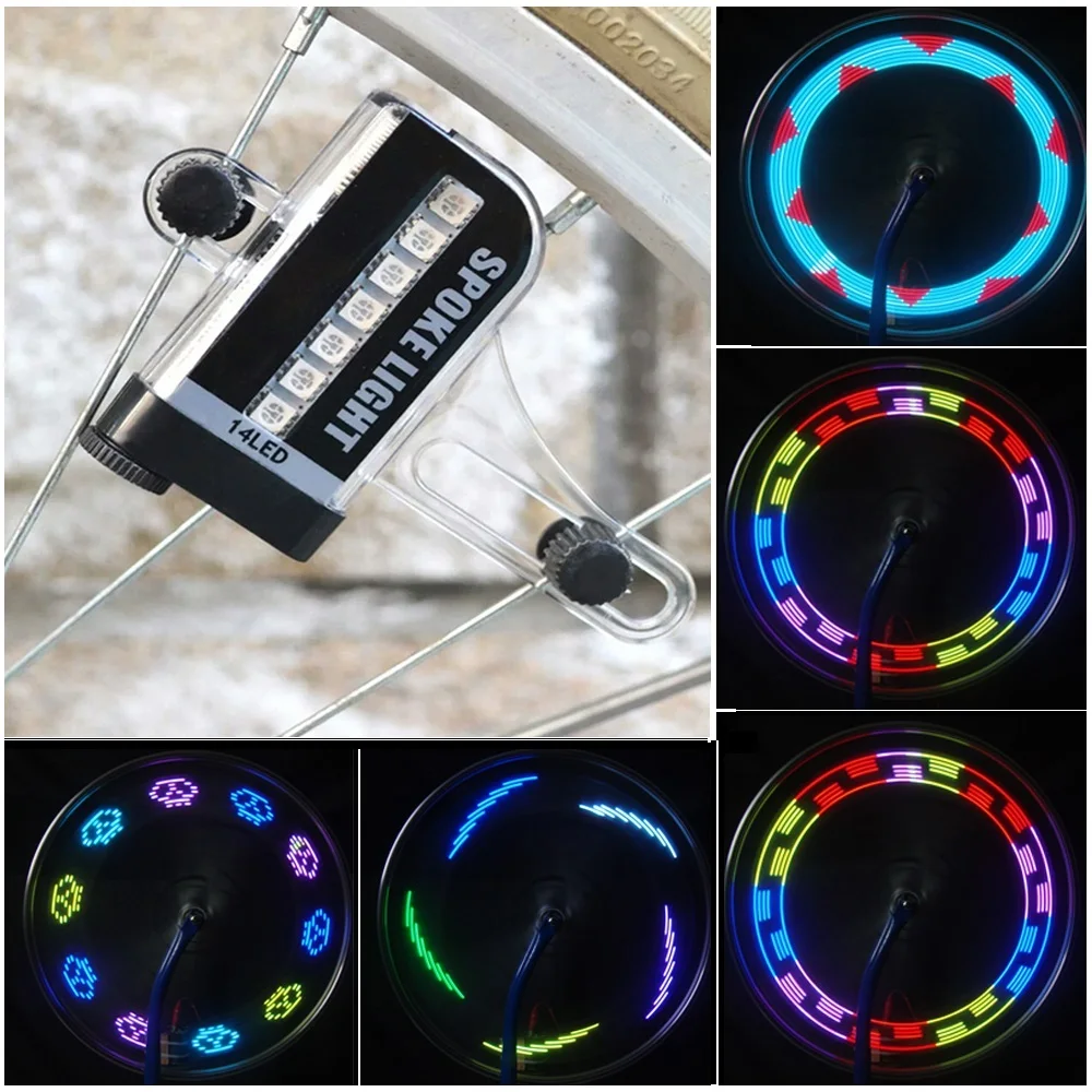 Hot! 14 LED Wheel Signal Lights Colorful Rainbow Riding Bikes Bicycles