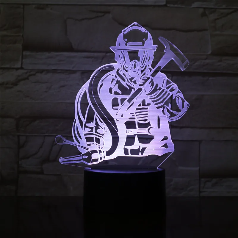 Пожарный 3D светодиодный моделирование ночные светильники USB креативный пожарный