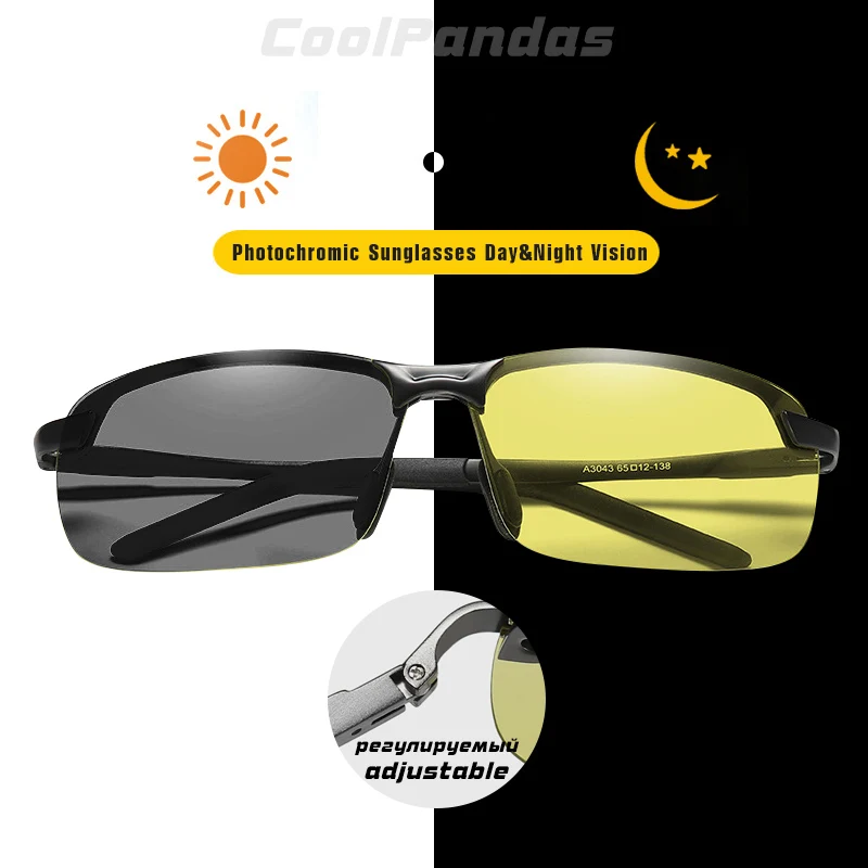 

2019 Brand Design Men Polarized Chameleon Photochromic Sunglasses Anti Glare Glasses Day Night Driving Male Oculos De Sol UV400