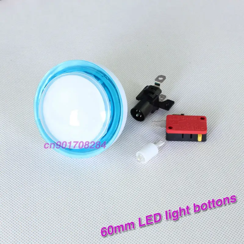 

5 Pieces/lot 60mm Type LED Light Illuminated Push Buttons + Micro Switches For Arcade Machine Games Jamma #2 Blue